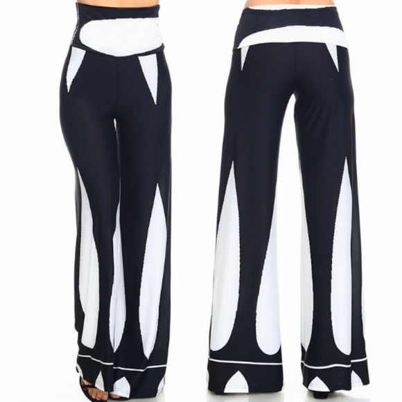 Black White High Waist Palazzo Pant *8-31 Arrival - Picture 3 of 3